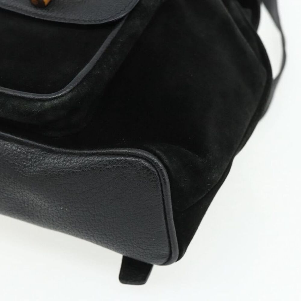Gucci Gucci Bamboo Backpack Daim Black Suede Backpack Bag - Picture 9 of 16